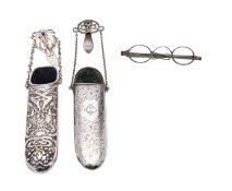 A pair of George IV silver spectacles, John Parkes, Birmingham, 1824, with folding arms,