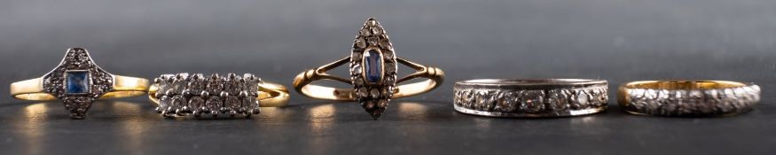 Five diamond rings, including an 18ct gold, double-row,