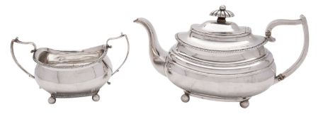 A George III silver two handled sugar bowl, maker Alice and George Burrows, London 1814,