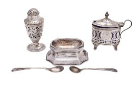 A George II silver trencher salt, maker David Hennell, London 1730,