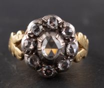A rose-cut diamond cluster ring, probably 19th century, total estimated diamond weight ca. 0.