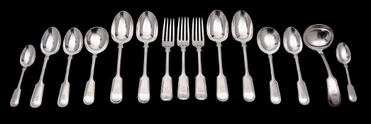 A George V silver part canteen of silver flatware, Elkington and Co , London, 1932,