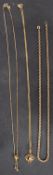 Three 9ct gold chains, including a ropetwist chain,