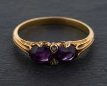 An oval, mixed-cut amethyst and rose-cut diamond ring,