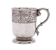 A George VI silver christening mug, maker Henry Wilkinson Ltd, Birmingham 1949,
