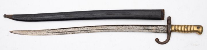 A Chassepot bayonet, the curved single edge,