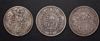 Three Regency Half crowns from 1816, 1820, and 1825.