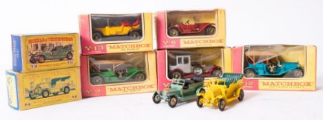 A boxed group of eight Matchbox Models of Yesteryear, including Y-15 Rolls- Royce Silver Ghost,