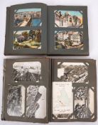 Two early 20th century postcard albums and contents, mainly GB and Foreign topographical cards,