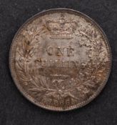 An 1866 shilling (higher grade).