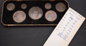 Cased 1887 Victorian Higher grade Crown to threepence (sixpence 1887 Young Lead).