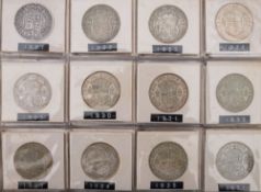 An album containing 25 pre 1947 half crowns with 1891 half crowns with others.