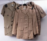 A set of RAF uniforms comprising - Dress uniform, No1 uniform, camouflage combats and webbing,
