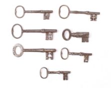 Seven various keys including one stamped for British Railways West: 'BR (W).