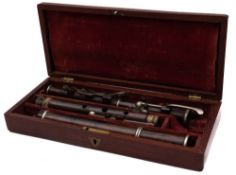 A 19th century cocus and silver plate mounted flute , maker R Weekes, Plymouth,