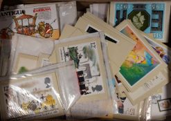 A collection of First Day Cover stamp postcards.