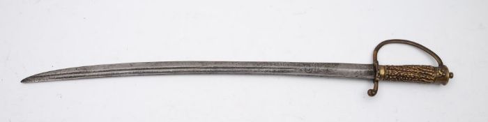 A 19th-century German hunting hanger, the slightly curved,