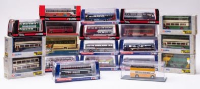 A boxed collection of Corgi buses, including ten Limited Edition from Original Omnibus series.