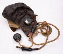 A WWII RAF Type C leather flying helmet,