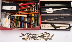 A collection of various vintage and later dipping pens,