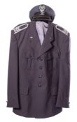 A Polish Air force Sargeant Airman Uniform comprising peaked cap and jacket.