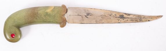 An Indo -Persian jade handled Pesh Kabz,
