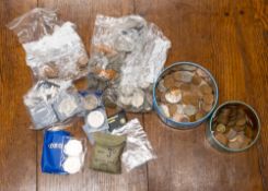 A collection of assorted coins , including pre 1947, a William III York mint shilling etc.