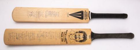 A Wayne Larkins 1986 Benefit signed cricket bat, Northants vs England,