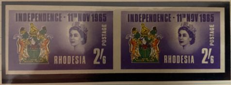 Rhodesia 1963 Independence 2/6d. imperforate pair fine unmounted mint, also various other items.