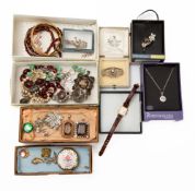 A collection of silver and costume jewellery.