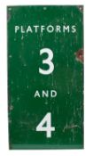 A Southern Railway enamel station sign 'Platform 3 & 4', 61 x 30.5cm.