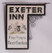 A mid 20th century double sided Public House sign for 'Exeter Inn. Free House.