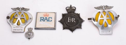 Motoring, two vintage chromed AA badges,