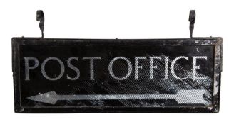An early 20th century West Country double sided Post Office directional glazed hanging sign,
