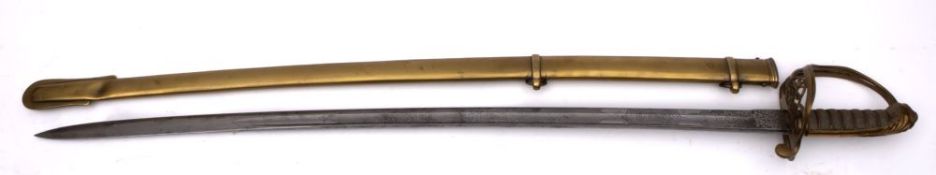 A Victorian 1822 Pattern Infantry Officer's sword, the slightly curved single edge,