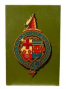 A L&SWR transfer carriage crest on wooden board, 53 x 36cm.