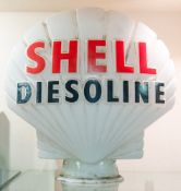 A Shell 'Diesoline' double sided glass petrol pump globe, maker Hailware,