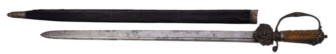 An 18th century English silver mounted Hunting hanger, retailed by 'Loxham At Ye Royal Exchange,