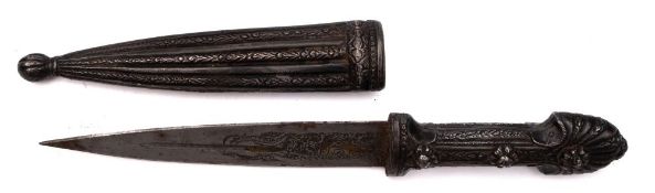 A 19th-century Indo-Persian white metal Kindjal,