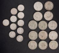 Thirteen pre 1947 halfcrowns with nine high grade 1937 Scottish shillings and one 1937 English