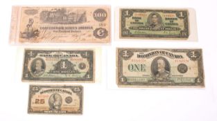 A Confederate States of America $100 bill,