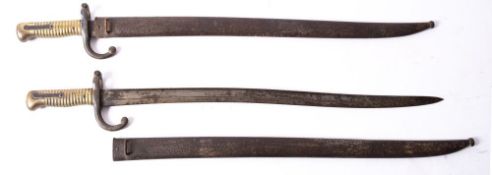 Two WWI period French Chassepot bayonets,
