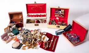 A large collection of various costume jewellery, comprising dress rings, necklaces and brooches,