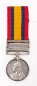 A Queen's South Africa Medal with three clasps to '22106 Pte HA Wyatt 25th Coy Imp Yeo'.