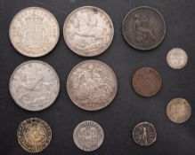 An Edward III groat (gilded and holed) with Roman republic denarius two x 1935 crowns,