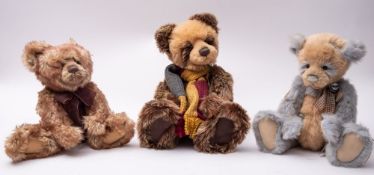 A group of three Charlie Bears after designs by Isabelle Lee, 'Ade', ' Jeremy' and 'Dilly'.