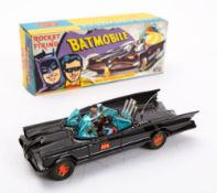 Corgi 267 'Batman' Batmobile: black with red interior, 'Batman' and 'Robin' figures,