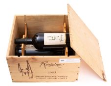 Mas Gabinele Faugeres Rarissime, 2003, four bottles, owc.