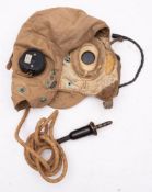 A WWII RAF Air Ministry issue canvas flying helmet,
