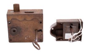 Two 19th century French steel rim locks with keys,